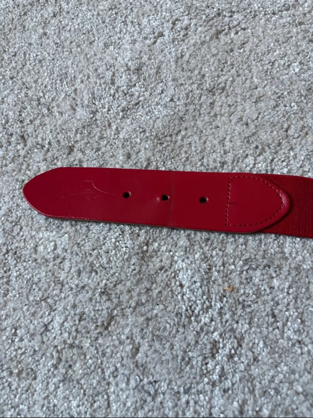 Red Youth Baseball Belt with Silver Buckle